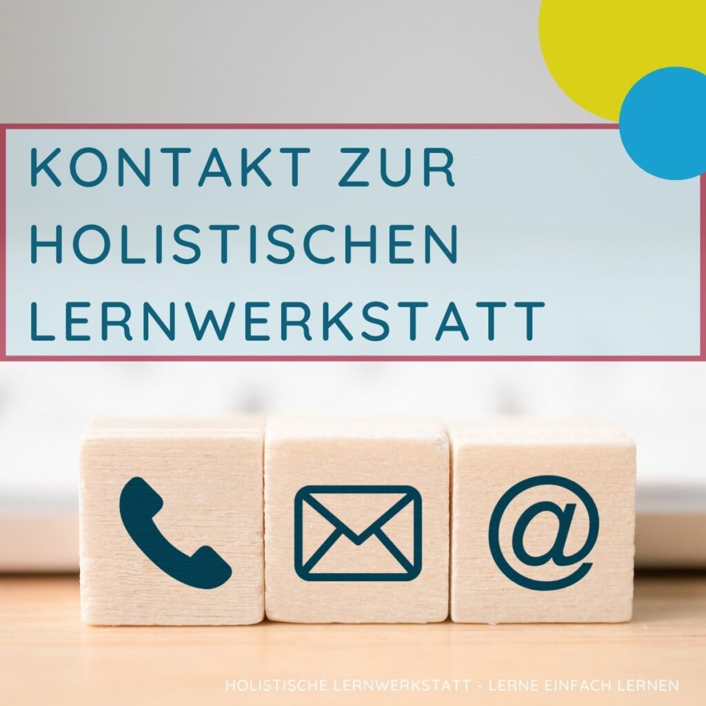 Inhalt - Würfel mit Kontaktsymbolen, Titel - Kontakt zur Holistischen Lernwerkstatt