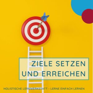 Inhalt - Zielscheibe mit einem Pfeil im Mittelpunkt; Titel - Ziele setzen und erreichen